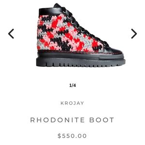 🐢 Krojay Rhodonite black/red lace-up booties Size 8 NWOT